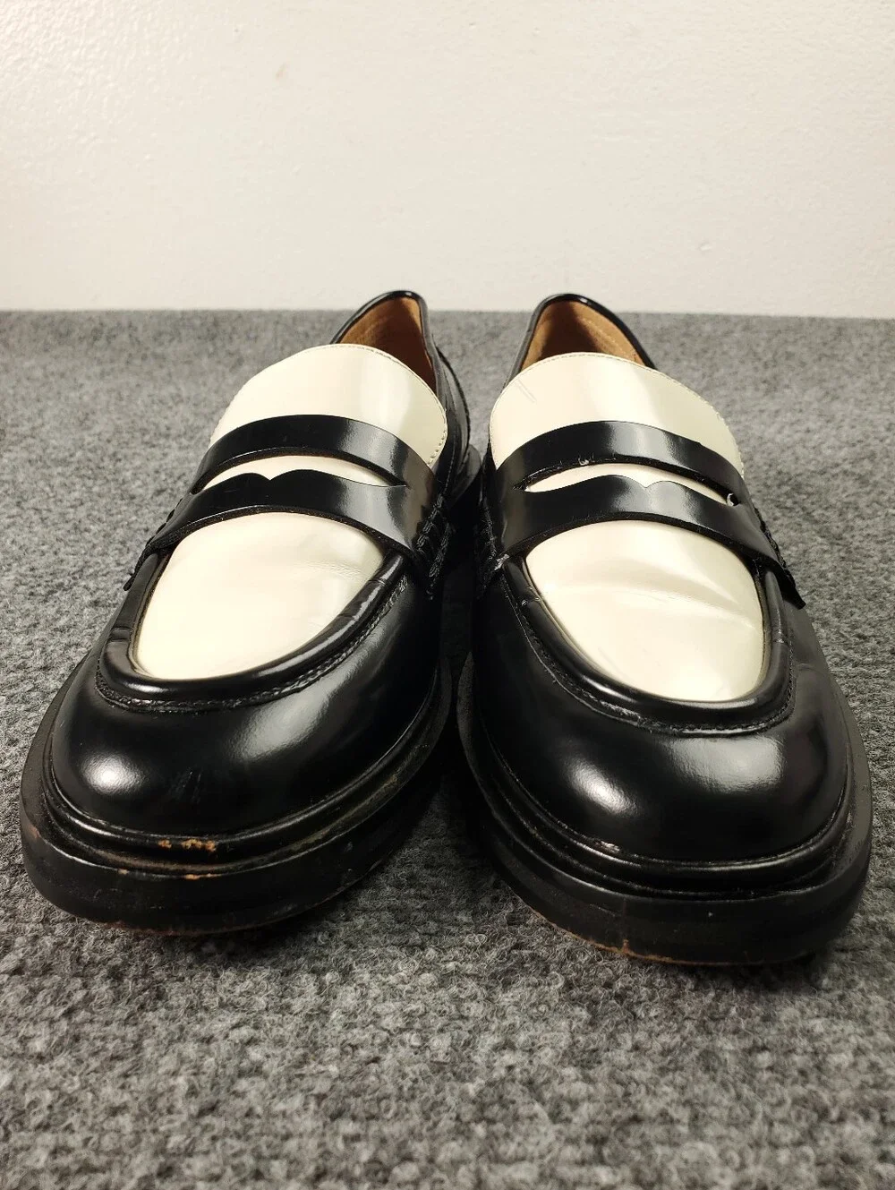 Madewell The Vernon Penny Loafers 8 Two Tone Slip On Patent Leather Apron Black - Picture 3 of 16